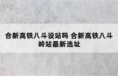 合新高铁八斗设站吗 合新高铁八斗岭站最新选址